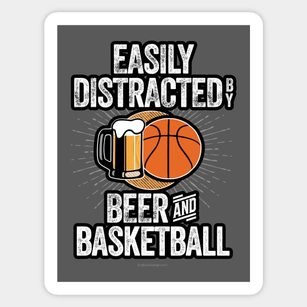 Easily Distracted by Beer and Basketball Sticker by eBrushDesign